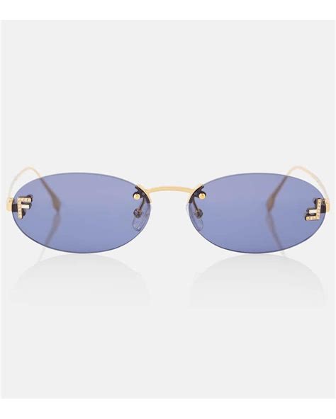 Fendi First Crystal oval sunglasses in blue 